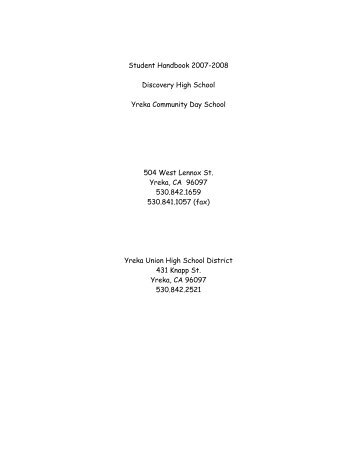 Student Handbook - Siskiyou County Office of Education