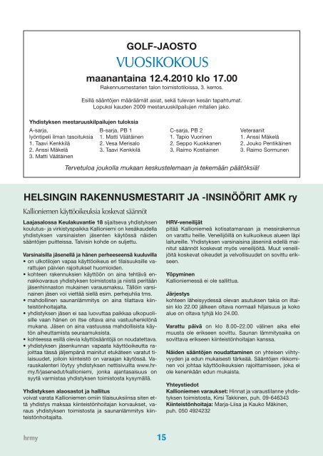 Yhdistyksen jÃ¤senlehti 4/10, PDF tiedosto - Helsingin ...