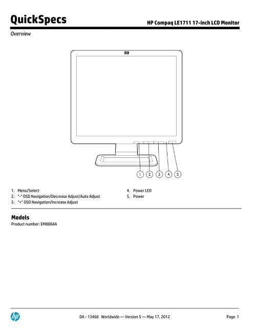 HP Compaq LE1711 17-inch LCD Monitor 