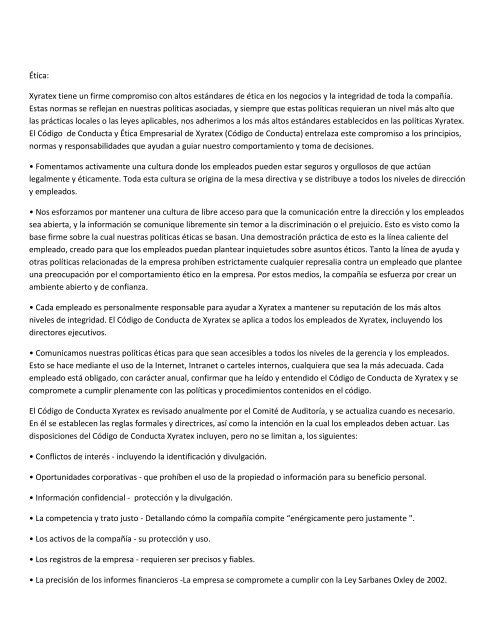 politica corporativa de responsabilidad social en xyratex