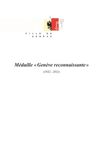 Brochure MÃ©daille Â«GenÃ¨ve Reconnaissante - Ville de GenÃ¨ve