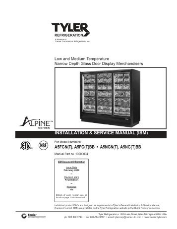 INSTALLATION & SERVICE MANUAL (ISM) A5FGN(T ... - Hillphoenix