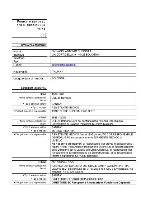 Curriculum Vitae in formato Europeo - Simferweb.net