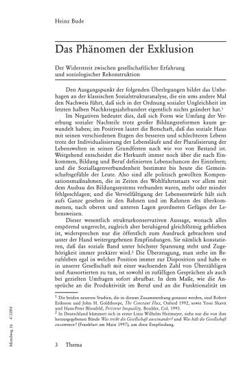 Heinz Bude - Das Phänomen der Exklusion