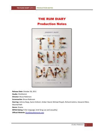 THE RUM DIARY Production Notes - Visual Hollywood