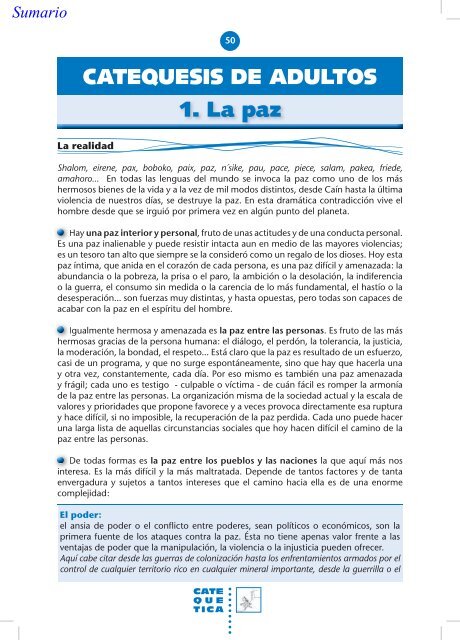 1. La paz CATEQUESIS DE ADULTOS - Editorial Sal Terrae