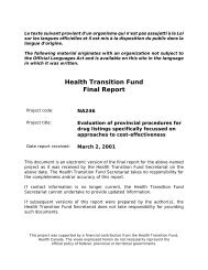 Health Transition Fund Final Report - Projects Listed By Subject Area