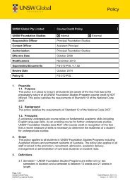 UNSW Global Pty Limited Course Credit UNSW Foundation Studies