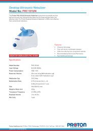 Desktop Ultrasonic Nebulizer Model No: PHC 101UN - PROTON ...