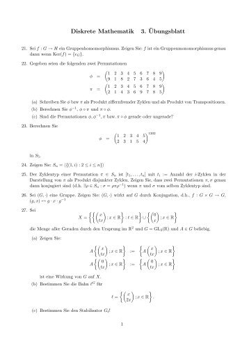 Diskrete Mathematik 3. ¨Ubungsblatt