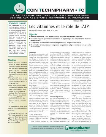 Les vitamines et le rÃ´le de l'ATP - Profession SantÃ©