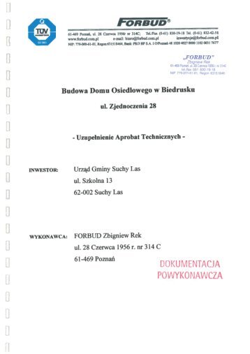 Dokumentacja powykonawcza - Uzupelnienie ... - Gmina Suchy Las