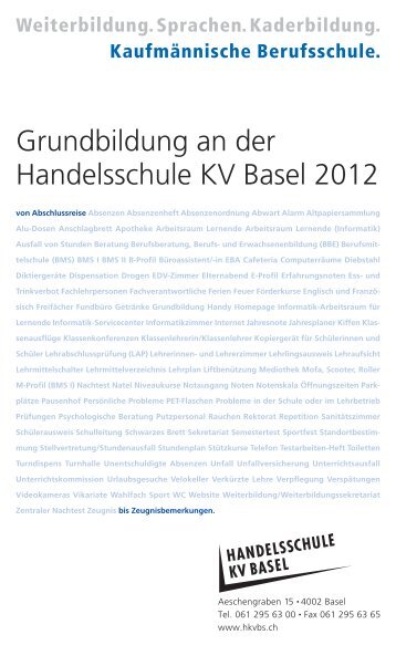 KV Broschüre von A bis Z 2012 - HKV Basel