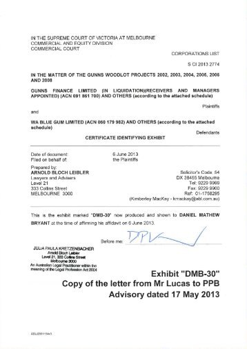 Exhibit 30 for Affidavit of Daniel Mathew Bryant - Arnold Bloch Leibler