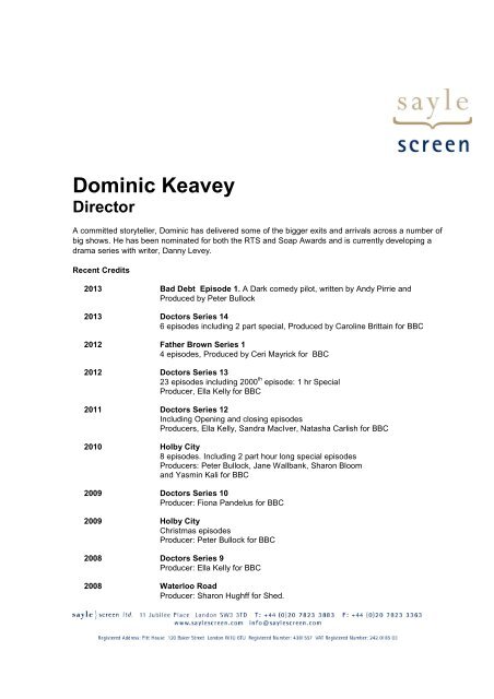 Dominic Keavey - Sayle Screen