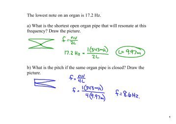 The lowest note on an organ is 17.2 Hz. a) What is the shortest open ...