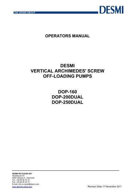 archimedes screw pump design manual