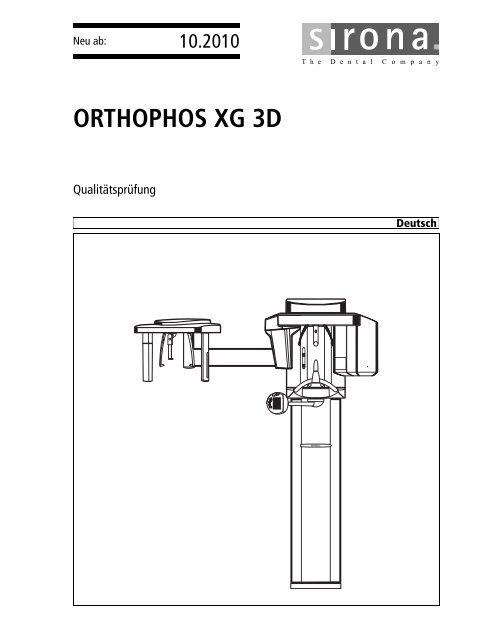 ORTHOPHOS XG 3D - Sirona Support