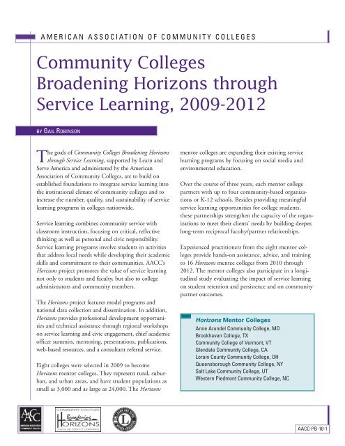 Community Colleges Broadening Horizons through Service ...