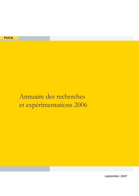 Annuaire des recherches 2006 - MinistÃ¨re du DÃ©veloppement durable