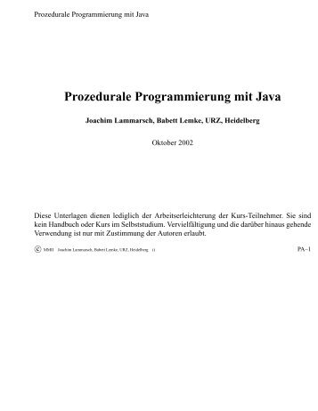 Prozedurale Programmierung mit Java - Urz