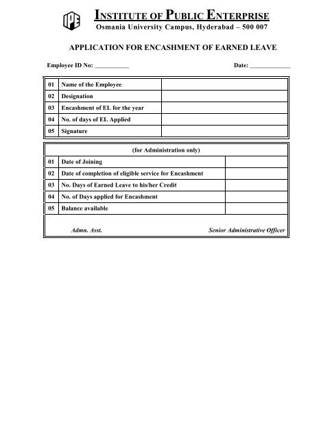 Encashment of EL - Institute of Public Enterprise