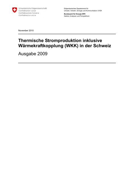 (WKK) in der Schweiz - Bundesamt für Energie BFE - CH