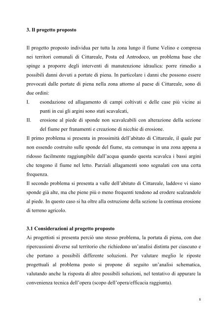 Sintesi dell'elaborato tecnico finale - Regione Lazio