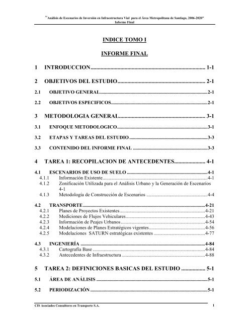 Informe Final Tomo I Direccion De Planeamiento