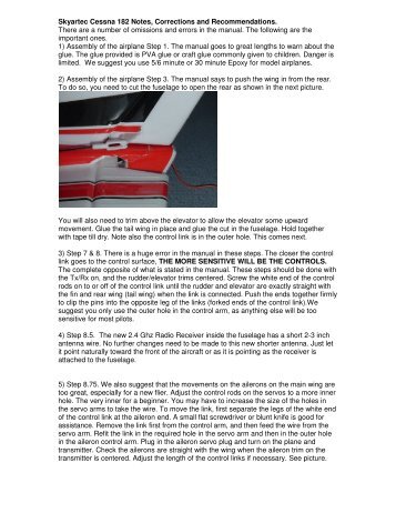 Skyartec Cessna 182 Notes, Corrections and Recommendations ...