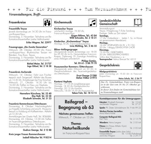 4. und 5. November 2009 Antreffhalle - Ev. Kirchengemeinde Franz ...