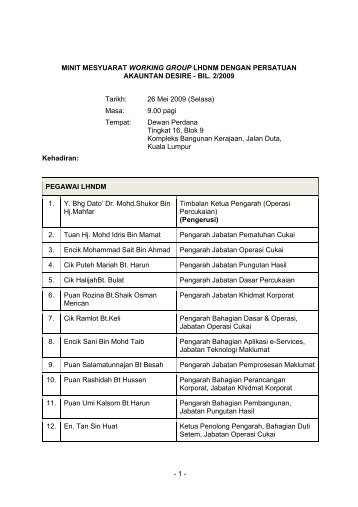 minit mesyuarat working group lhdnm dengan persatuan akauntan