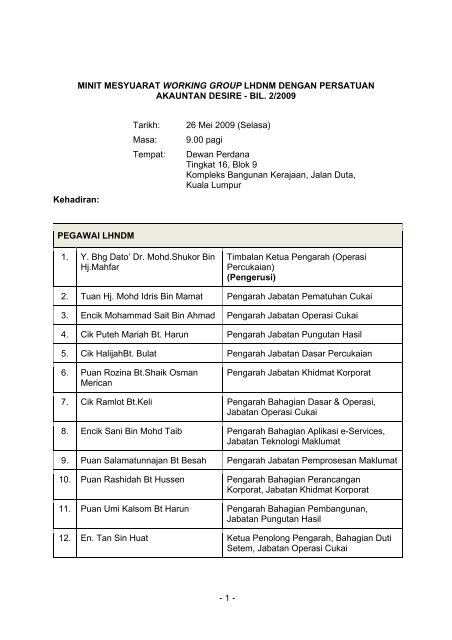 minit mesyuarat working group lhdnm dengan persatuan akauntan