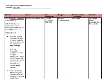Committee Work Plan Cover Sheet - The Coastal Society