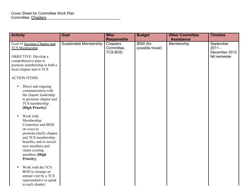 Committee Work Plan Cover Sheet - The Coastal Society