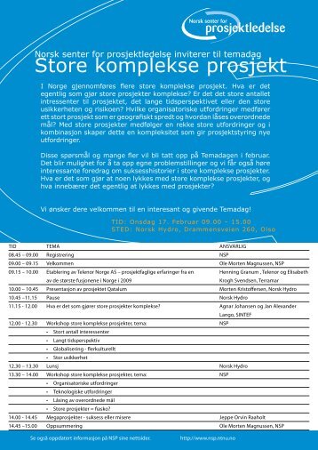 Store komplekse prosjekt - Norsk senter for prosjektledelse - NTNU