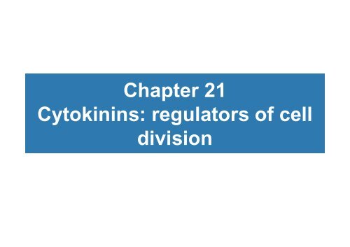 Chapter 21 Cytokinins: regulators of cell division