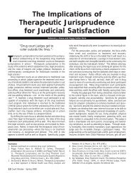 The Implications of Therapeutic Jurisprudence for Judicial Satisfaction