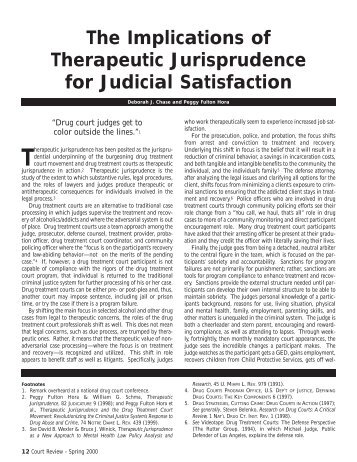 The Implications of Therapeutic Jurisprudence for Judicial Satisfaction