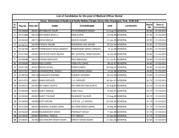 Counseling Schedule for Medical Officer (Dental) - Department of ...