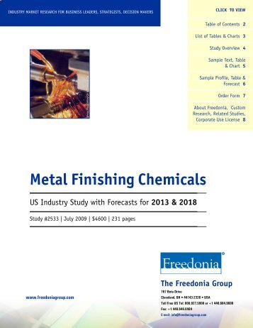 Metal Finishing Chemicals - The Freedonia Group