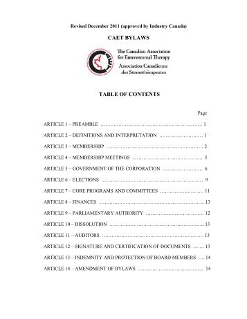 By-Laws - The Canadian Association for Enterostomal Therapy