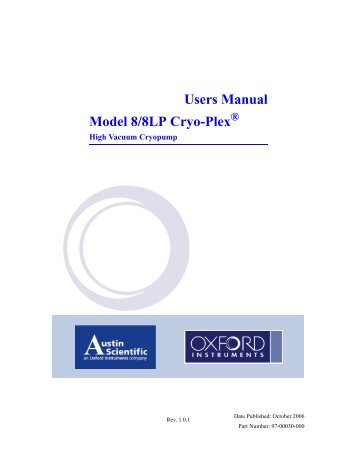 Users Manual Model 8/8LP Cryo-Plex - REMRSEC Facilities