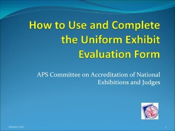 How to Use and Complete the Uniform Exhibit Evaluation Form
