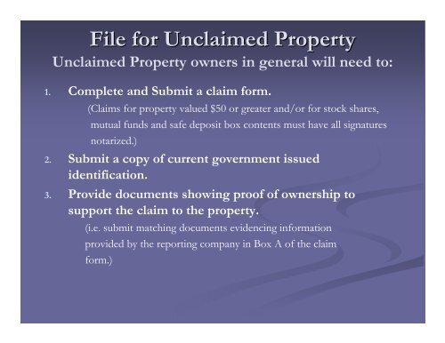 State of Hawaii Unclaimed Property Program