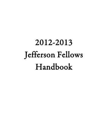 2012-2013 Jefferson Fellows Handbook - Jefferson Scholars ...