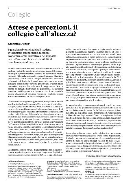 Nov. 2010 - Area Studenti - Collegio Universitario Don Nicola Mazza