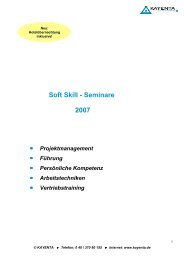 Soft Skill - Seminare 2007 - KAYENTA Training und Beratung