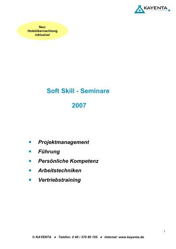 Soft Skill - Seminare 2007 - KAYENTA Training und Beratung