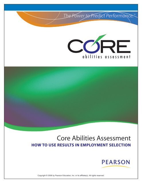 How to Use Core Results for Employment Selection - Pearson ...